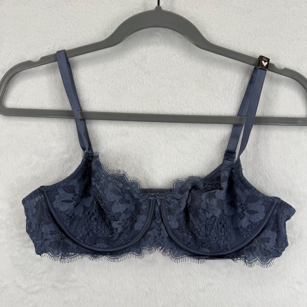 Victoria's Secret Dream Angels Lace Push Up‎ Bra 36C Floral Blue